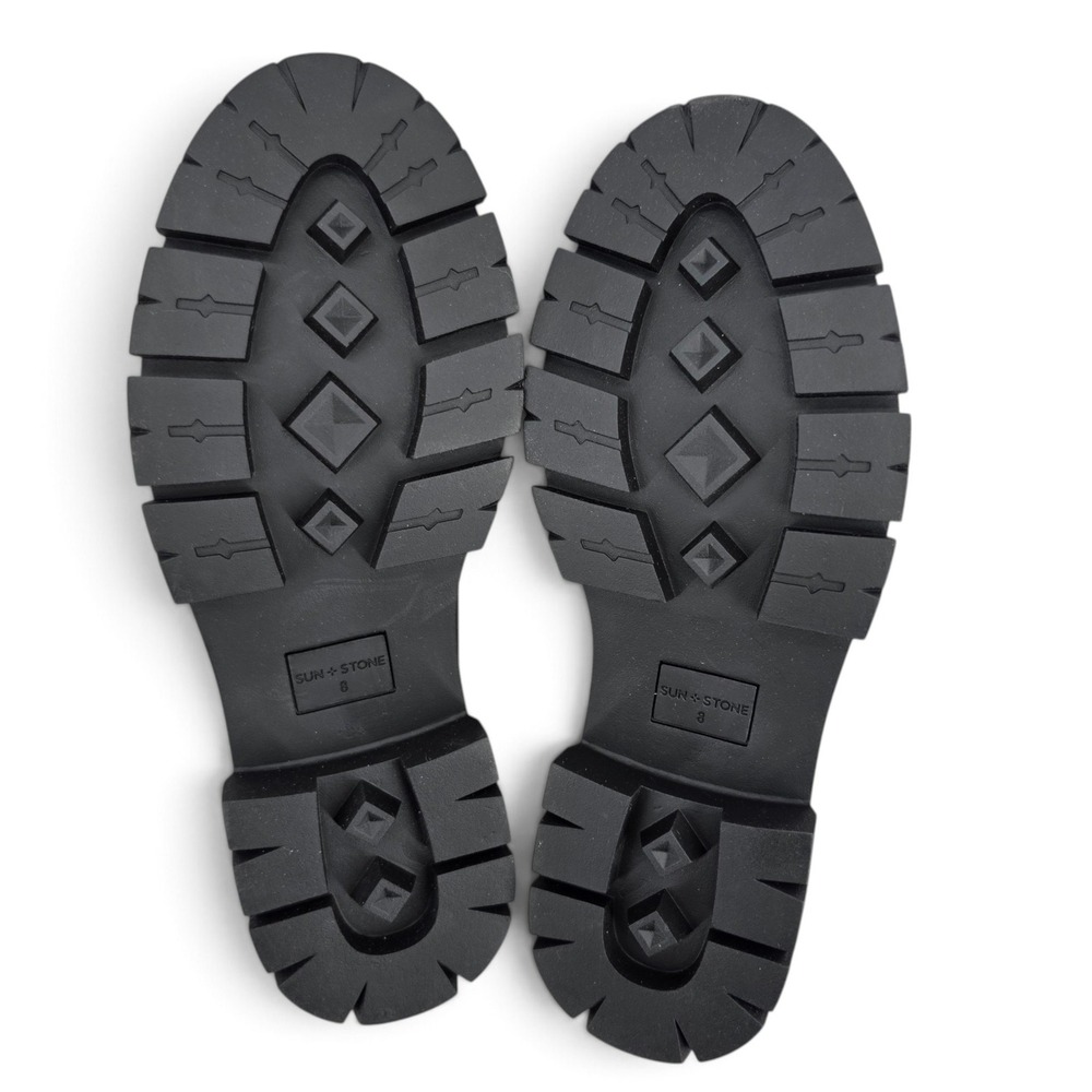 Sun + Stone Lanaa Lug Sole Penny Loafers Black Leather Flats Womens 8 New - Picture 6 of 7